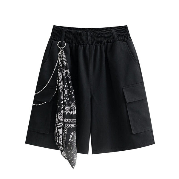 Cargo Chained Style Japanese Streetwear Shorts - Medium