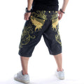 Leaves Design Embroidered Denim Japanese Shorts - 46
