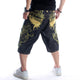Leaves Design Embroidered Denim Japanese Shorts - 46