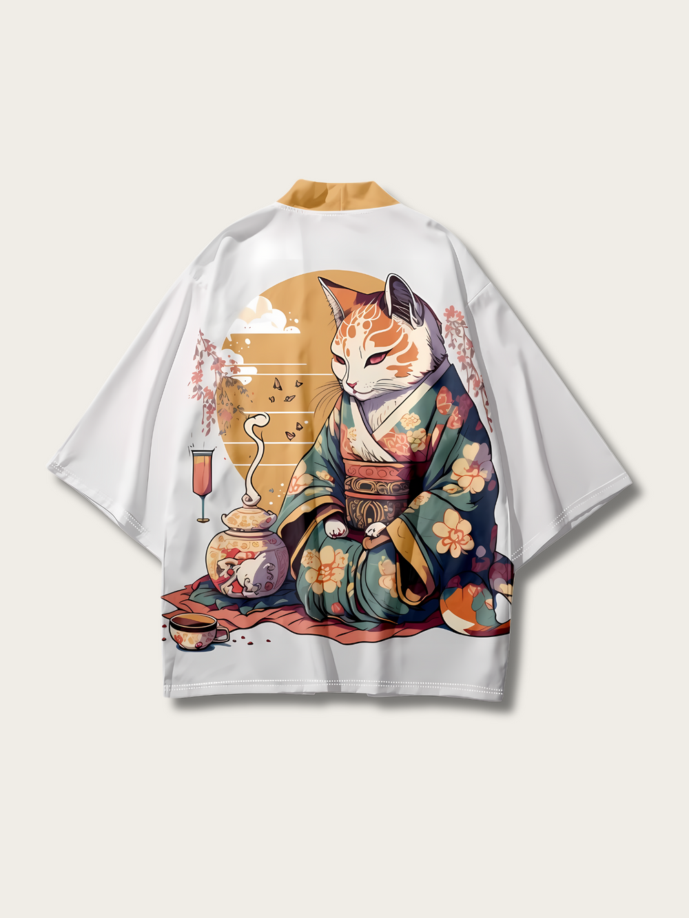 Serene Cat Zen Kimono Cardigan - M