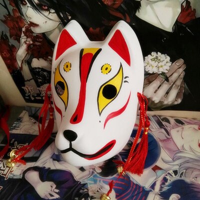 Printed Full Face Anime Fox Japanese Mask - #76