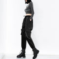 High Waist Streetwear Cargo Japanese Pants - Large
