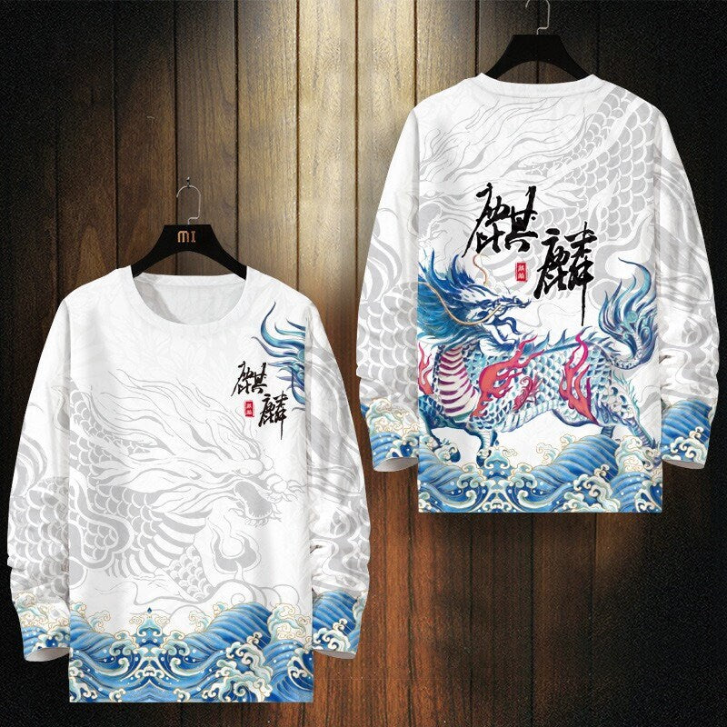 Legendary Beast Pattern Print Japanese Sweat Shirt - Medium