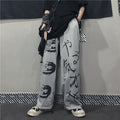 Graffiti Letter Print Retro Japanese Modern Pants - Medium