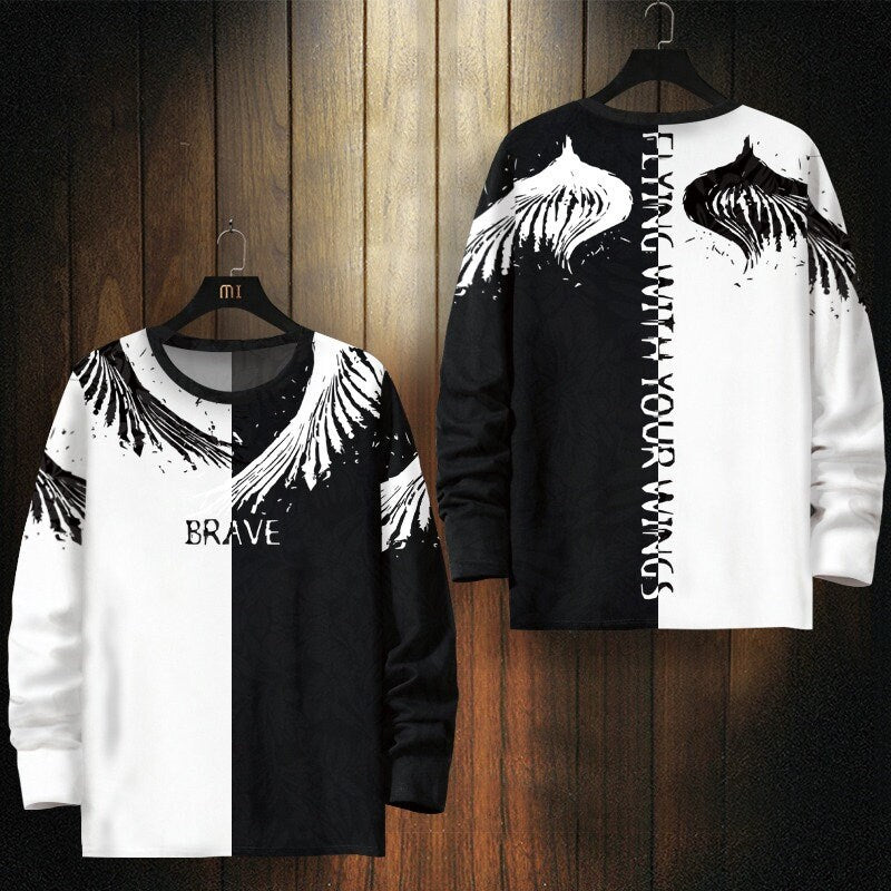 Yin Yang Wolf Print Japanese Style Sweater - Small