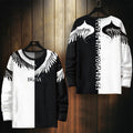 Yin Yang Wolf Print Japanese Style Sweater - Small