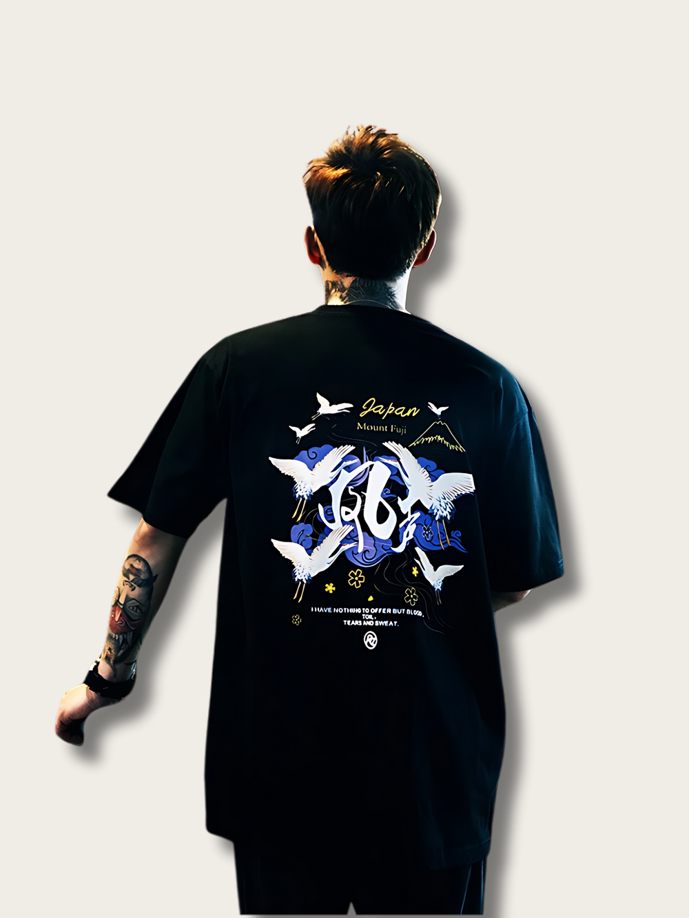Mount Fuji Crane Harmony T Shirt - Medium