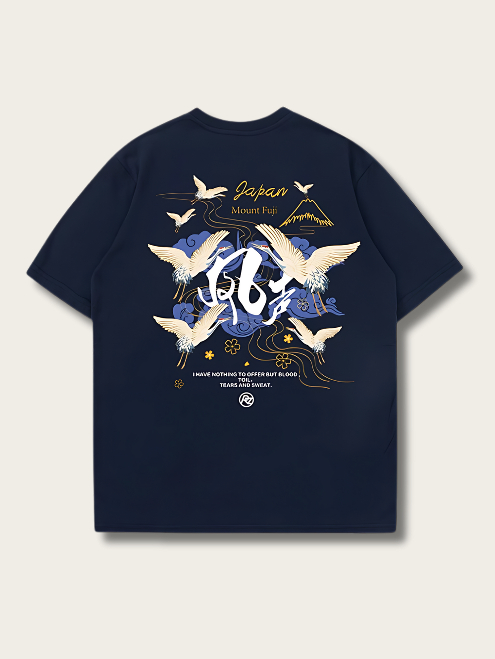 Mount Fuji Crane Harmony T Shirt - Small