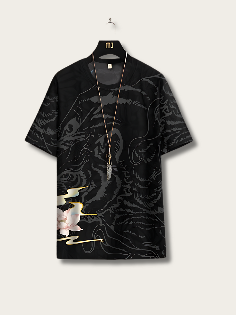 Roaring Tiger Lotus Graphic T Shirt - Medium