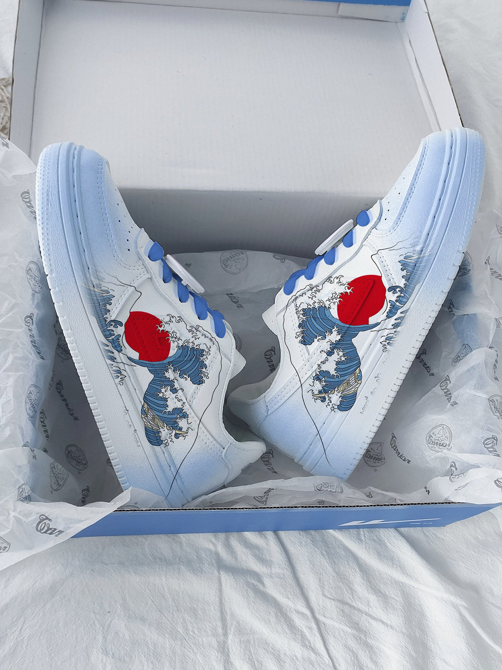 Sea Wave Print Japanese Streetwear Shoes - 35