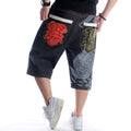 Letter Flower Printed Modern Denim Japanese Shorts - 38