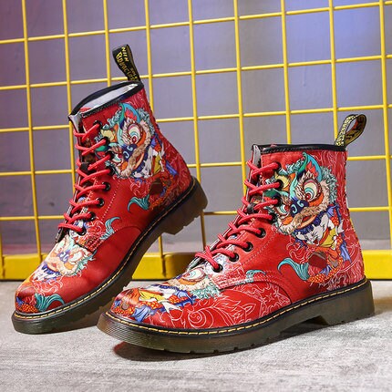Vibrant Dragon Printed Japanese Modern Shoes - 37