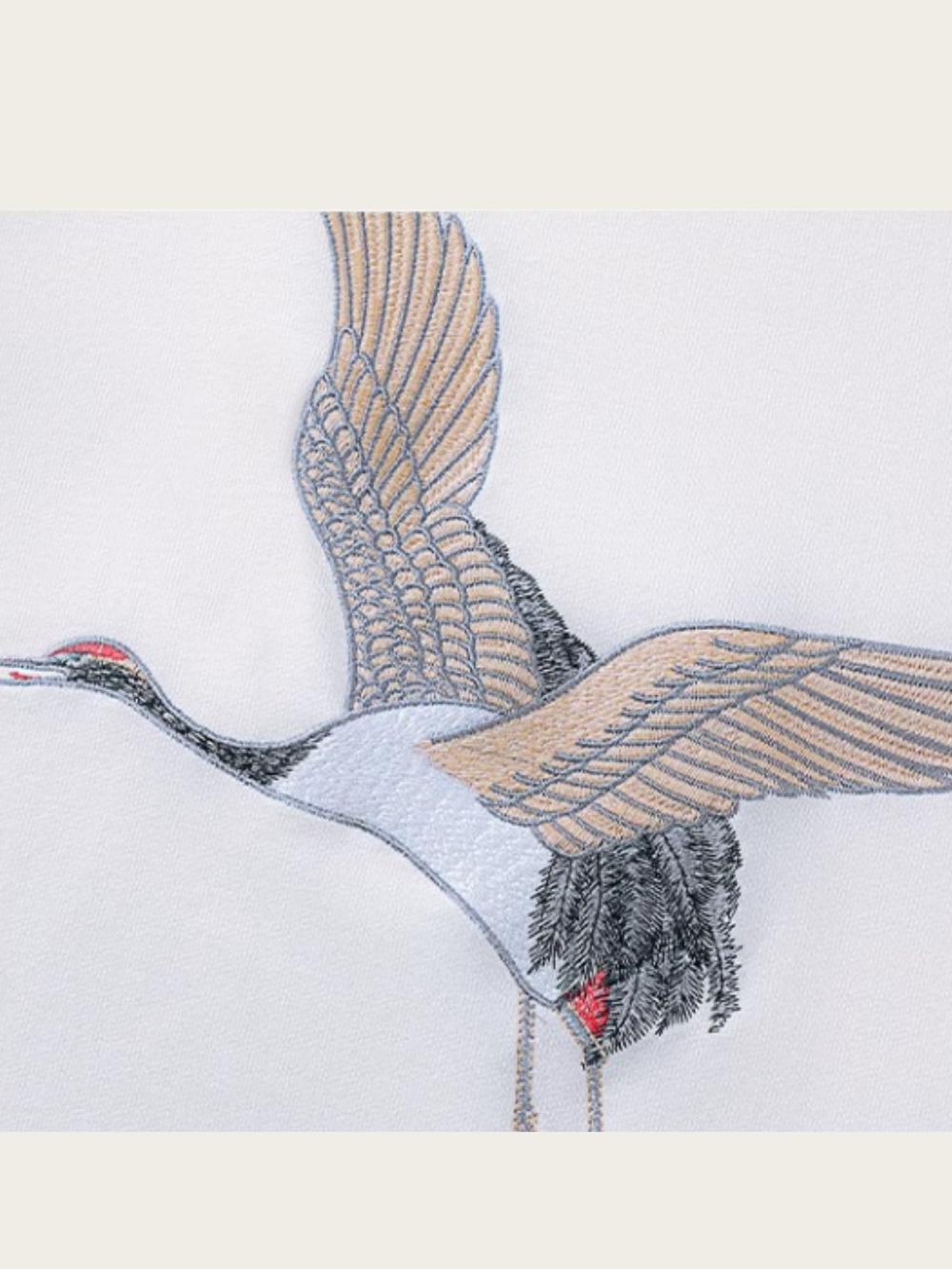 Elegant Crane Embroidered Sweatshirt - Medium