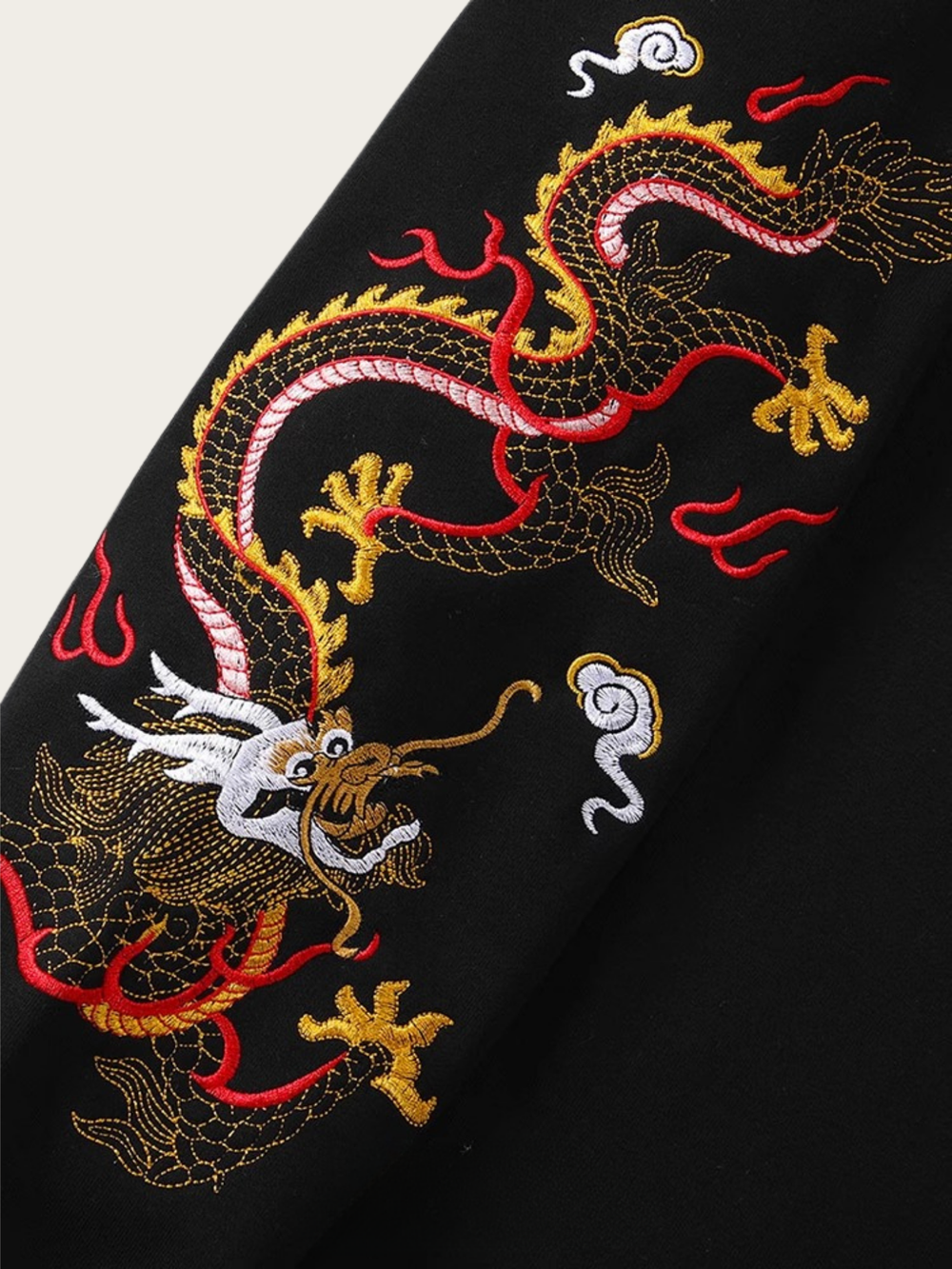 Embroidered Dragon Black Crewneck Sweatshirt - XL