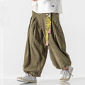 Plain Retro Style Wide Leg Japanese Harem Pants - Medium