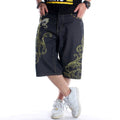 Leaves Design Embroidered Denim Japanese Shorts - 38