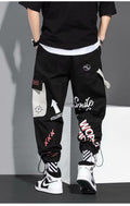 Graffiti Letter Printed Japanese Pants - Large