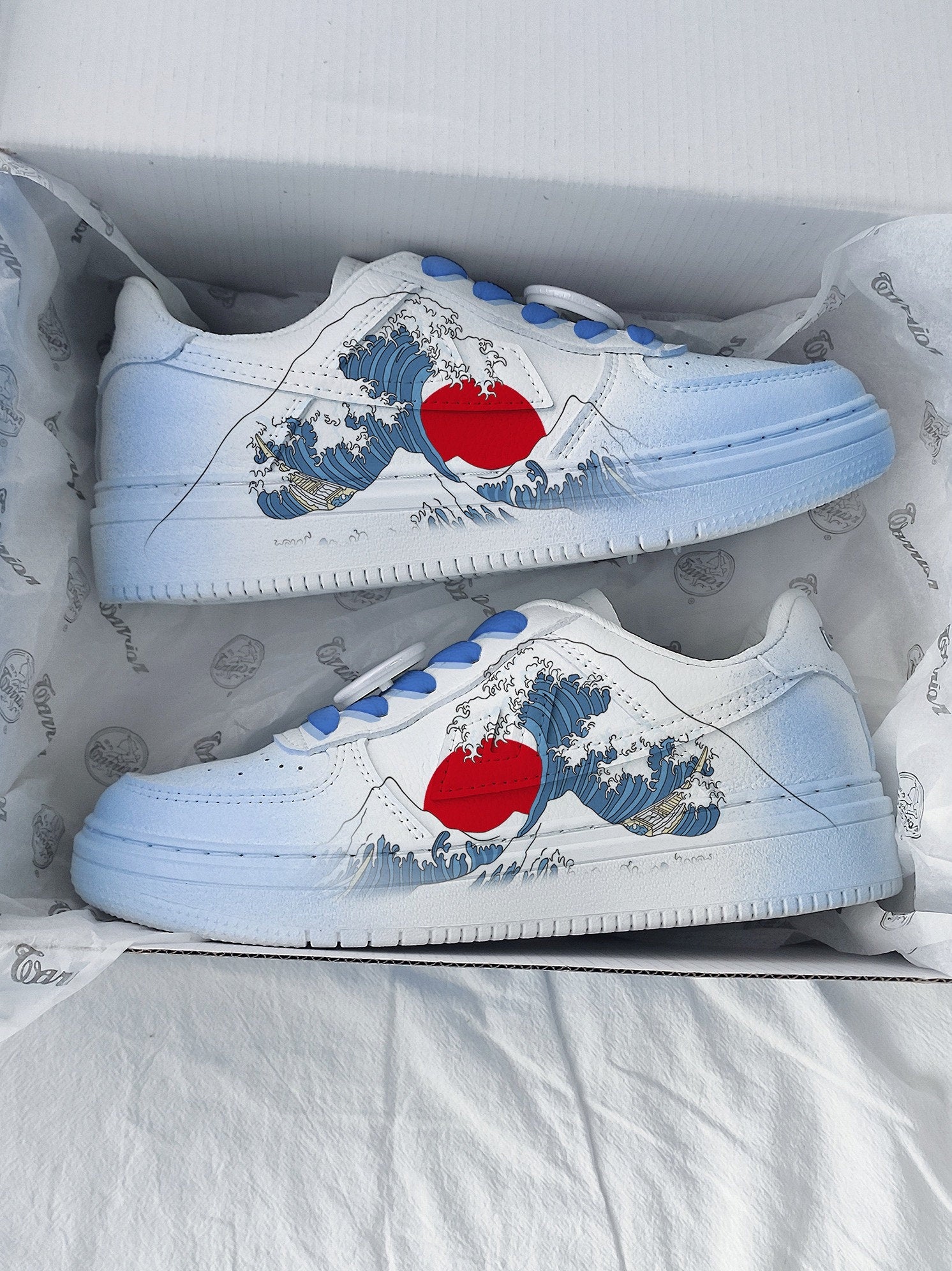 Sea Wave Print Japanese Streetwear Shoes - 35