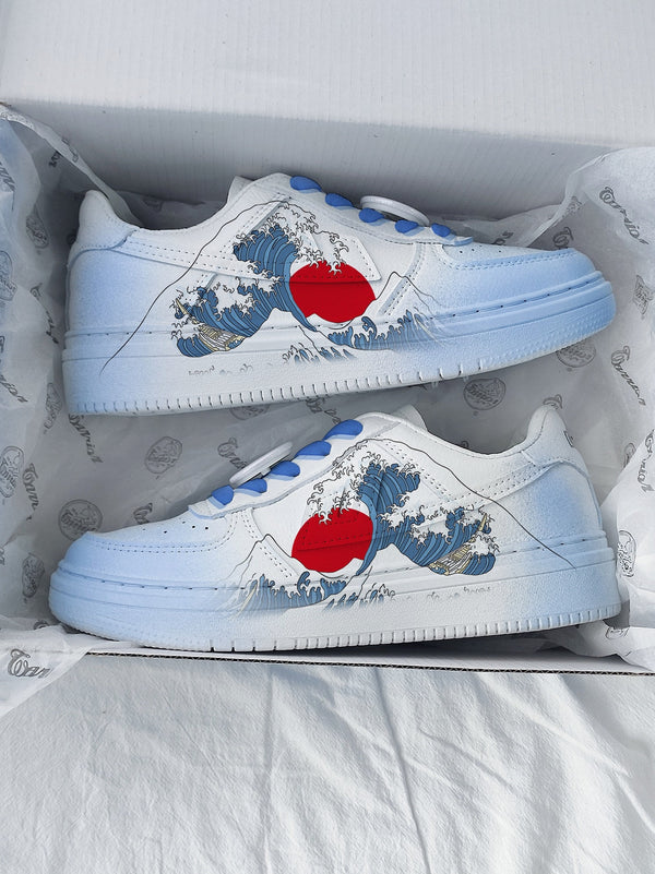 Sea Wave Print Japanese Streetwear Shoes - 35