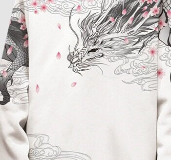 Dragon Sakura Print Japanese Modern Sweater - Medium