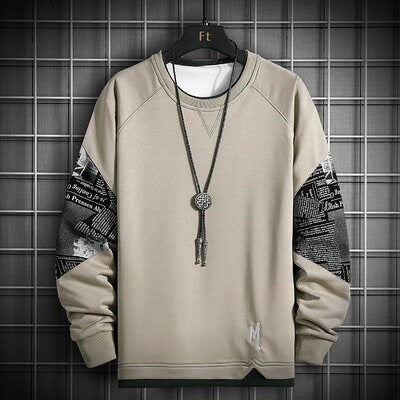 Letter Print Stitching Design Japanese Sweater - Medium