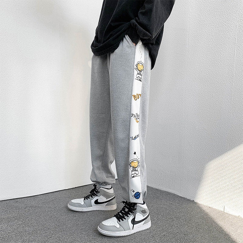 Printed Retro Drawstring Japanese Pants - Large
