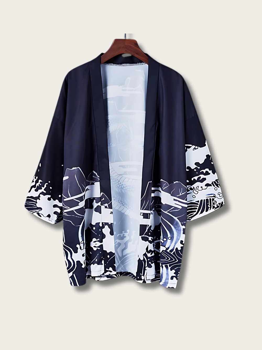 Mystic Dragon Haori Kimono Cardigan - #ffffff:White