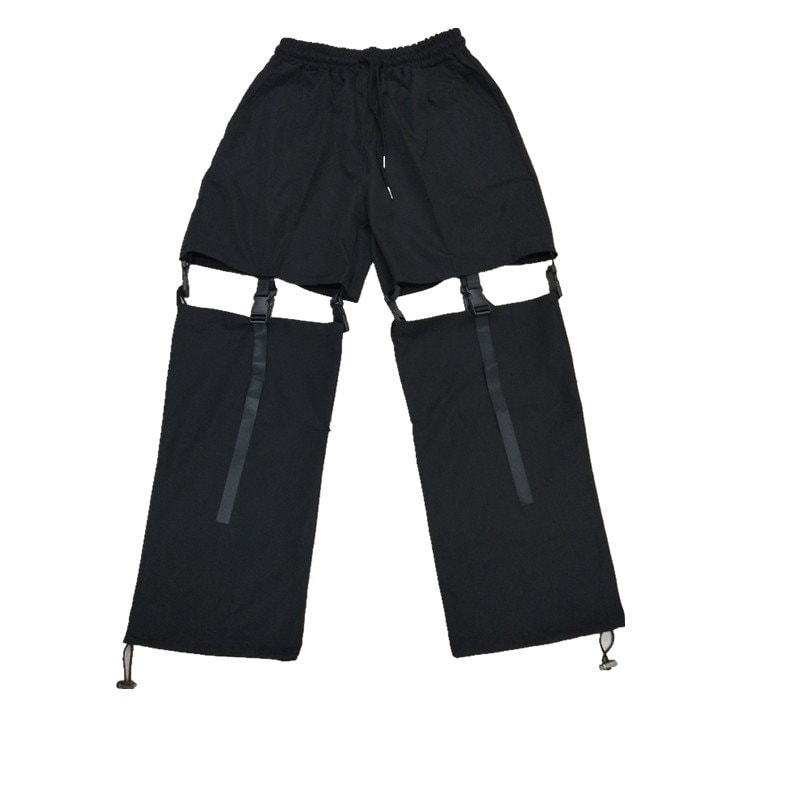 Wind Buckle Detachable Japanese Pants - Medium