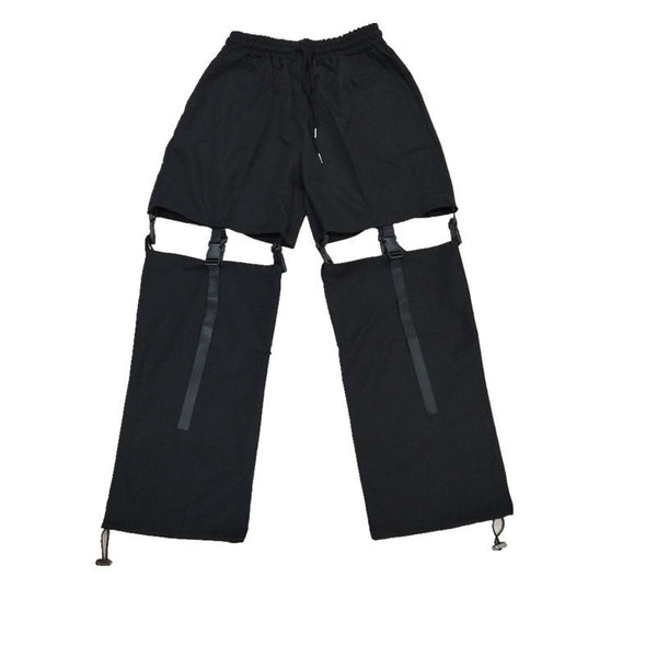 Wind Buckle Detachable Japanese Pants - Medium