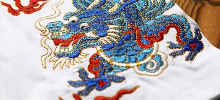 Mythical Dragon Embroidered Japanese T Shirt - 2XL