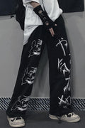 Graffiti Letter Print Retro Japanese Modern Pants - XL