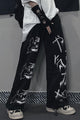 Graffiti Letter Print Retro Japanese Modern Pants - XL