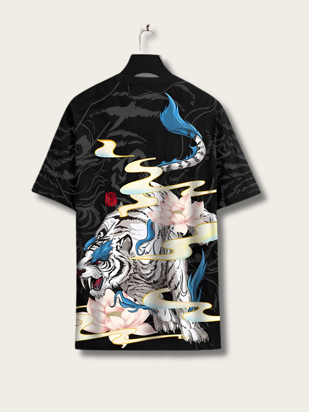 Roaring Tiger Lotus Graphic T Shirt - Medium