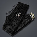 Black Pattern Lotus Flower Japanese Pants - 2XL