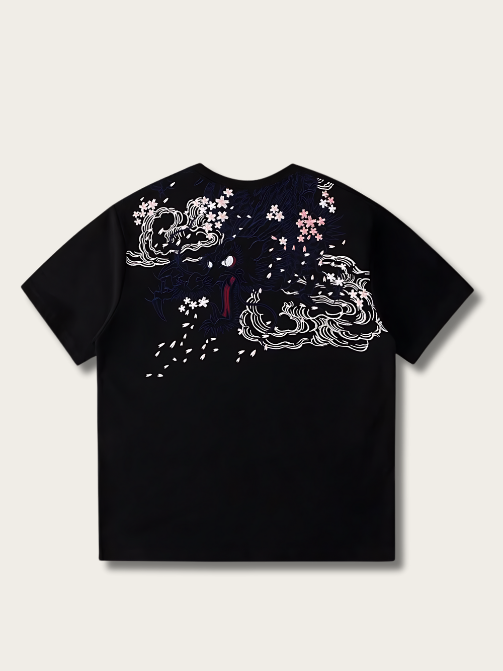 Sakura Dragon Embroidered Tee - Large