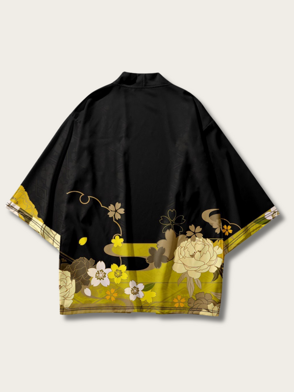 Floral Elegance Silk Kimono Jacket - M