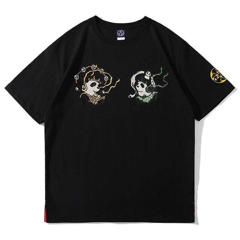 Anime Panda Print Japanese T Shirt - Medium