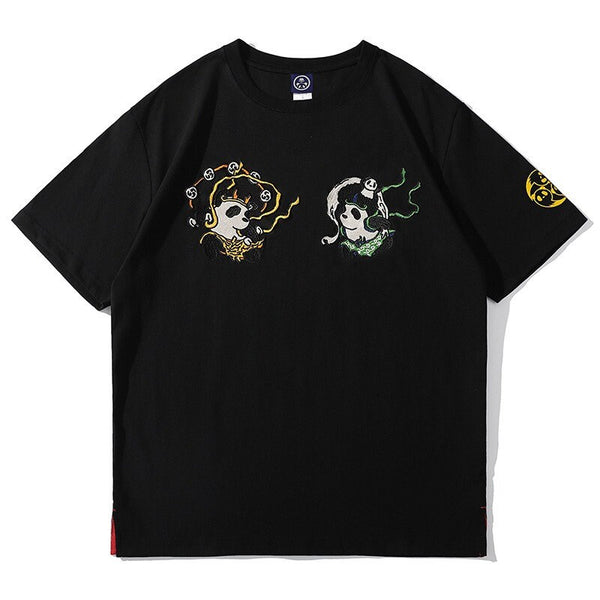 Anime Panda Print Japanese T Shirt - Medium