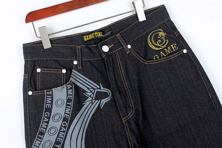 Letter Flower Printed Modern Denim Japanese Shorts - 44