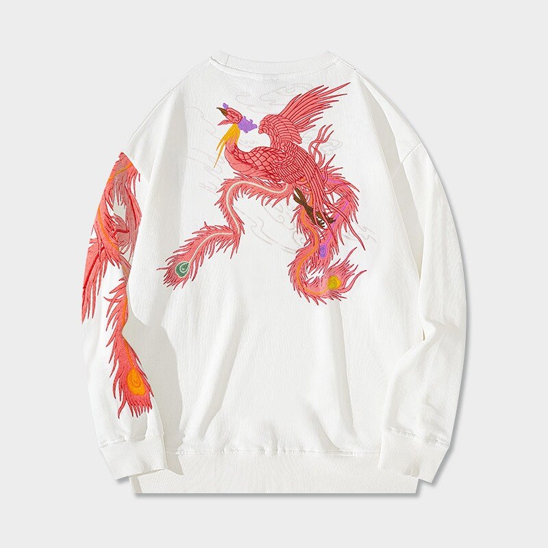 Mythical Phoenix Embroidered Japanese Sweatshirt - 3XL