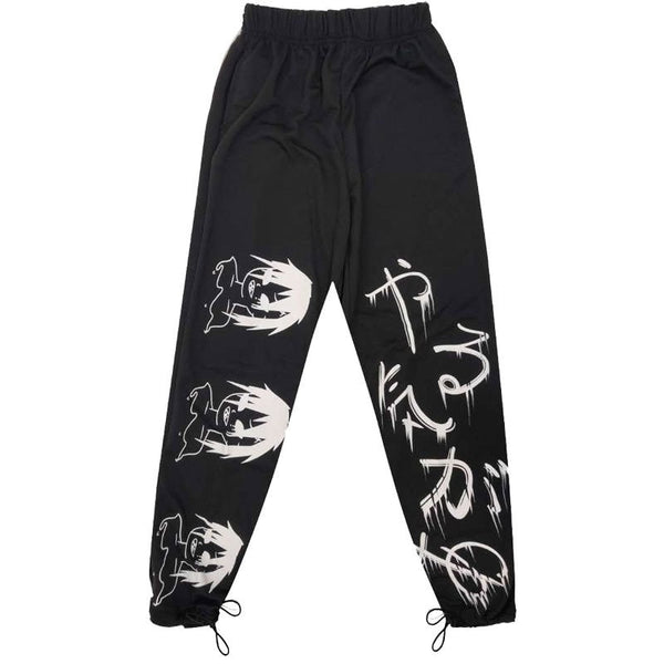 Graffiti Letter Print Retro Japanese Modern Pants - Medium