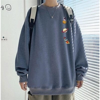 Space Design Printed Japanese Sweatshirt - Small