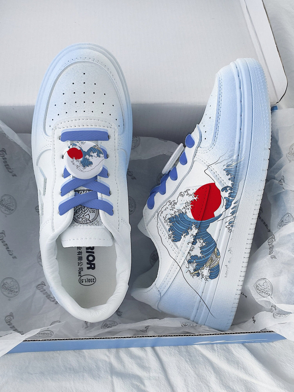 Sea Wave Print Japanese Streetwear Shoes - 35