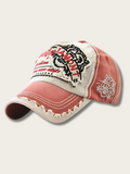 Vintage Distressed Patchwork Cap - #a52a2a:Brown