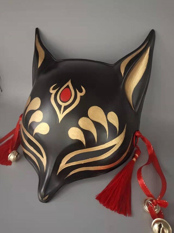 Black Fox Half Face Japanese Mask - #271