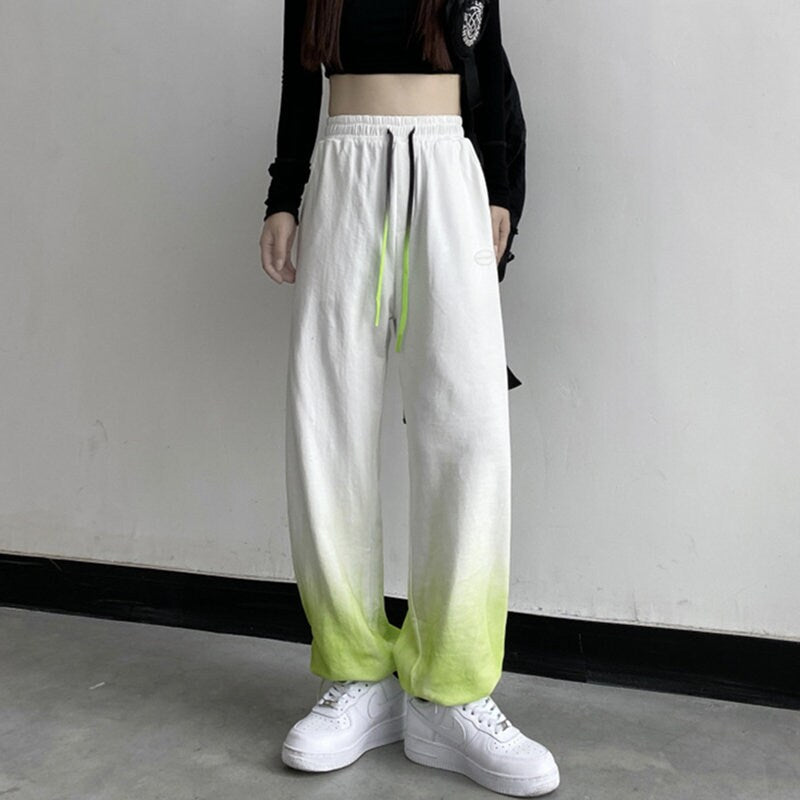 Gradient Color Retro Wide Leg Japanese Pants - XL