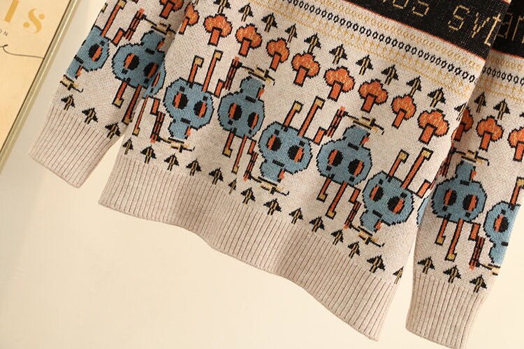 Doodle Knit Printed Japanese Sweater - 2XL