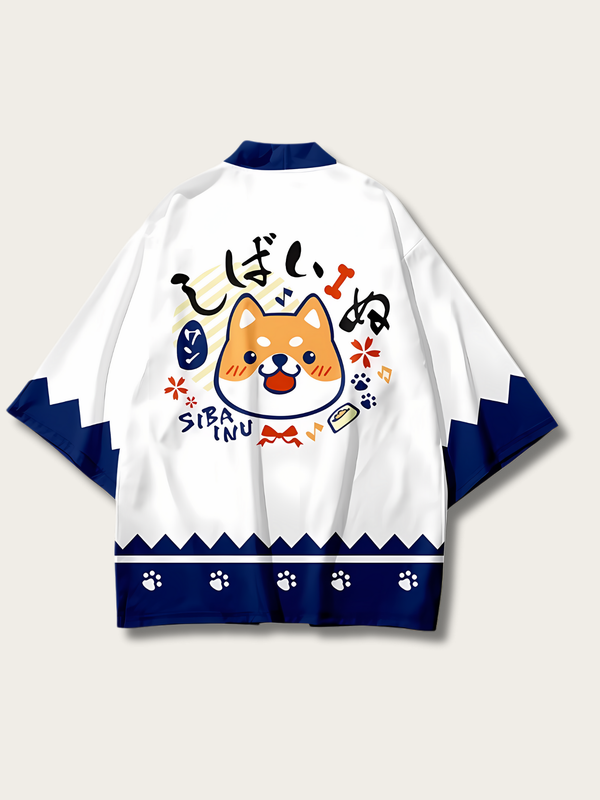 Navy Shiba Inu Yukata Kimono - M