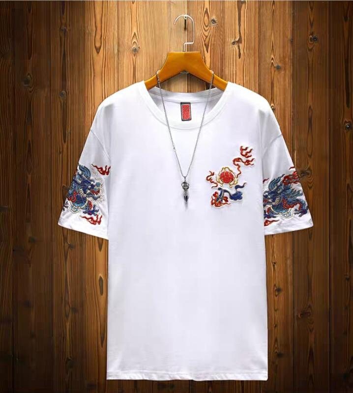 Mythical Dragon Embroidered Japanese T Shirt - Medium