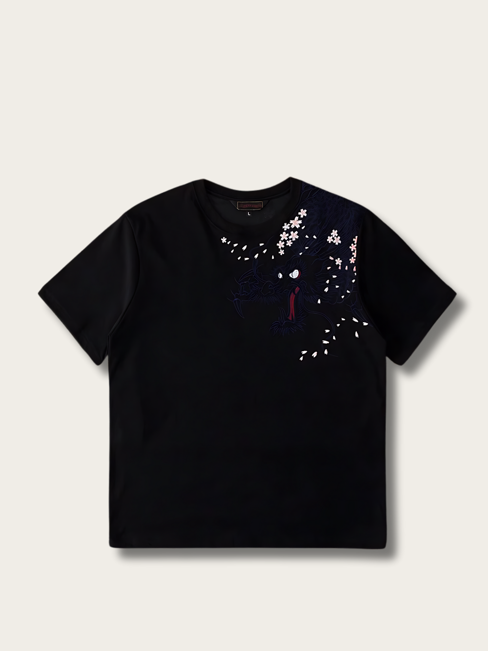 Sakura Dragon Embroidered Tee - Medium
